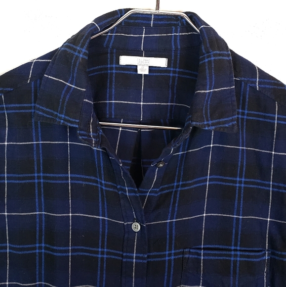 Uniqlo Blue & White Plaid 100% Cotton Button Down Cozy Flannel Size: Medium - Picture 2 of 4